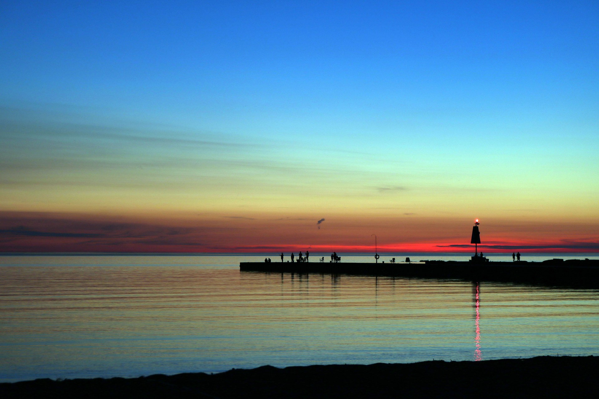 Pier at Station Beach, Kincardine, Ontario at Sunset